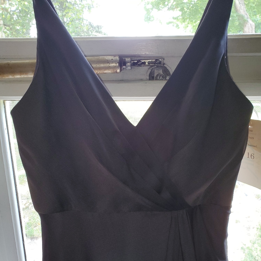 Charcoal Chiffon Formal Gown with train
